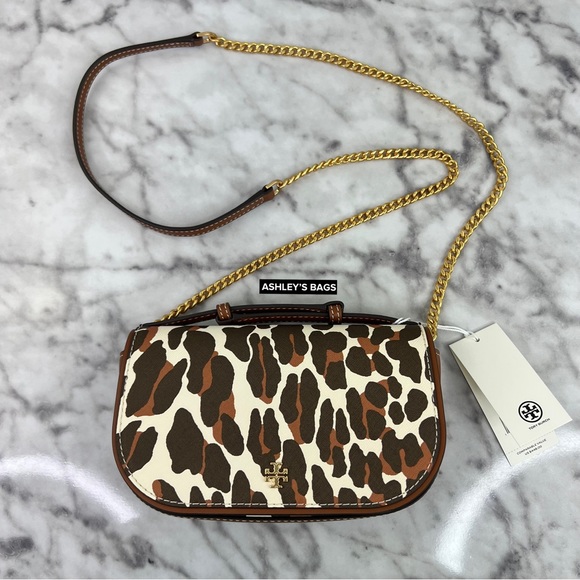Tory Burch Emerson Printed Top Handle Crossbody In Leopard Print - Picture 5 of 13